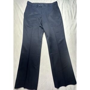 Roundtree & Yorke TravelSMART Pants Mens 34x30 Navy Blue Flat Front Dress Slacks